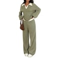 thumbnail image 2 of Stralyhd 2 Piece Lounge Set for Women 2026 Summer Loose Sets Loose Casual Polo Shirts Pants Outfits Striped Vacation Matching Set Green XL, 2 of 6