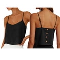 thumbnail image 2 of CUZIBR Women Cami Solid Color Spaghetti Strap Scoop Neck Loose Fit Crop Top Camisole Summer Sleeveless Tank Top Casual Blouse Lightweight Basic Beach Vacation Shirt,Black,XXL, 2 of 6
