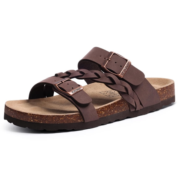 Sandalias KIDMI para mujer con plantilla de corcho, marrón, ajustables, talla 39