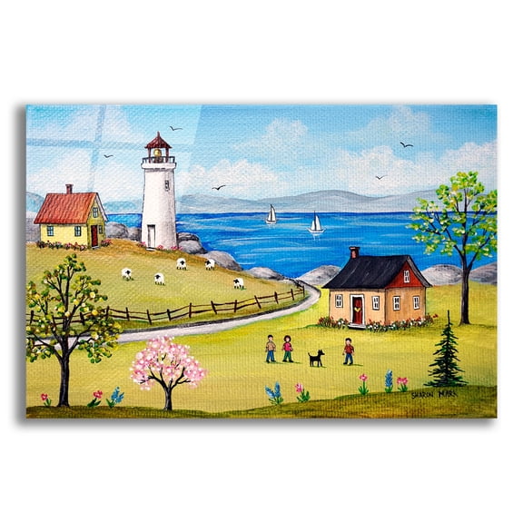 Epic Art 'Blue Sea' by Sharon Mark, Acrylic Glass Wall Art, 16"x12"