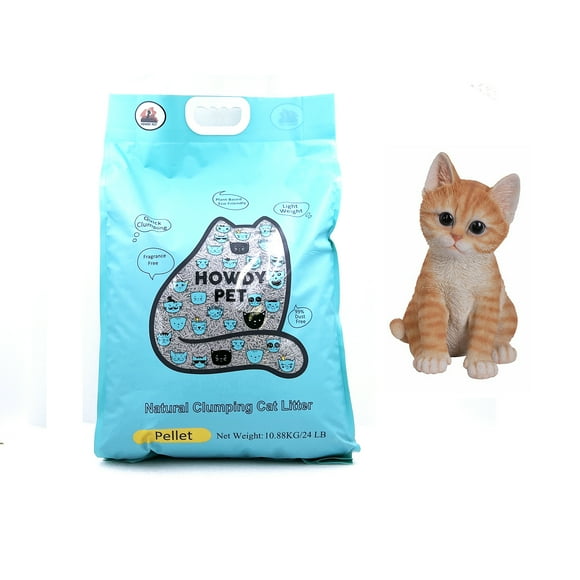 Howdy Pet Natural Clumping Tofu Cat Litter Charcoal Color-24 LB (Pellet Green pattern)