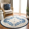 thumbnail image 2 of SAFAVIEH Micro-Loop Emilija Floral Bordered Wool Area Rug, Navy/Ivory, 5' x 5' Round, 2 of 10