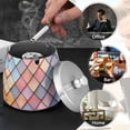 thumbnail image 4 of Yayeee Ashtray with Lid for Cigarette Smokeless Stainless Steel Home Ash Holder, Pink Shimmering Pattern, 4 of 7