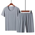 thumbnail image 2 of MYG Mens Summer Short Sleeve Two-Piece Ice Silk Thin Pajamas Large Size Homewear Set, 2 of 7