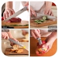 thumbnail image 3 of Hecef 5Pcs Kitchen Knife Set with 13 in Magnetic Strip, Pink Stainless Steel Sharp Chef Bread Utility Knives, 3 of 9