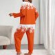 thumbnail image 4 of Conjunto de pantalones y blusa de poliéster para mujer, de manga larga, con estampado de moda, informal, para estar en casa, talla grande, 4 of 4