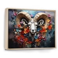 thumbnail image 2 of Designart "Grey Floral Portrait of Goat in Colorful Style I" Animals Framed Wall Art - Modern Farmhouse Red Goat Hallway Framed Wall Art Decor, 2 of 6