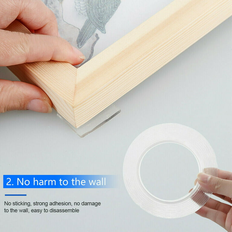 TXV Mart Nano Tape Washable Reusable Traceless Double-Sided Tape Transparent 16.5 ft, Size: 9.8 ft x 1.18 in x 0.04 in, Clear
