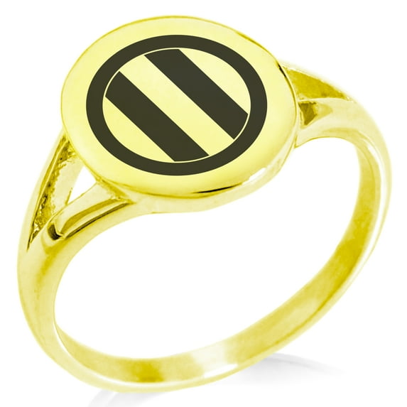 Stainless Steel Jinbo Samurai Crest Minimalist Oval Top Polished Statement Signet Ring