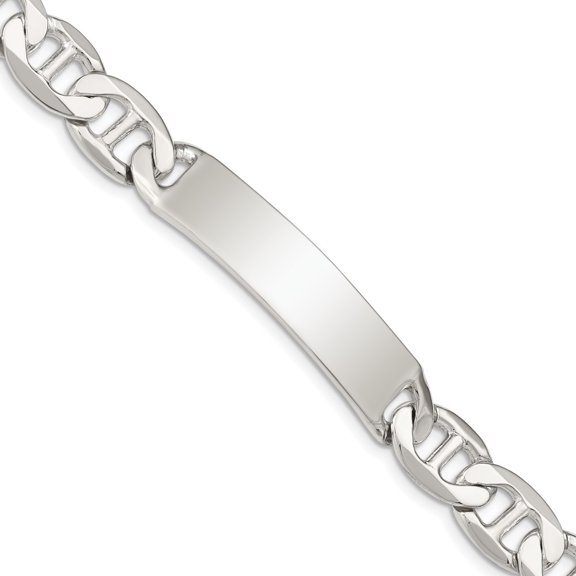 Sterling Silver Polished Engraveable Anchor Link ID Bracelet QID143