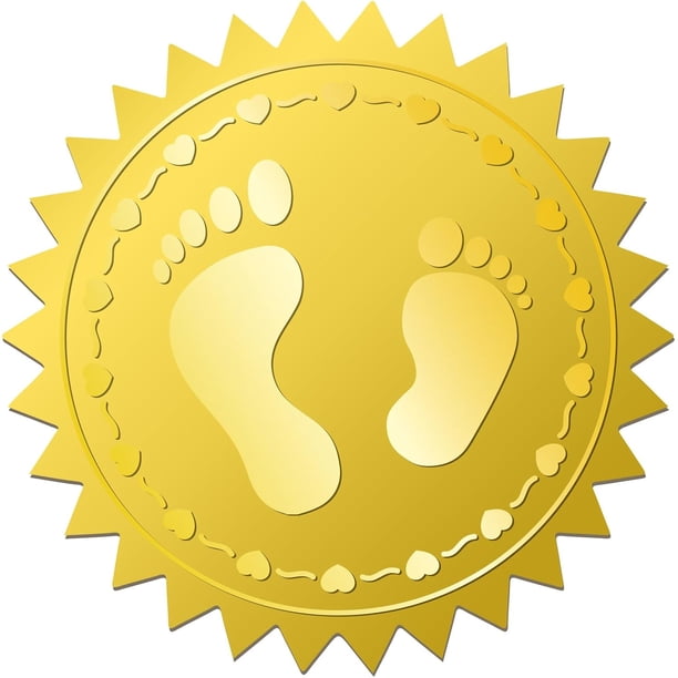 408 pegatinas oficiales de huellas de corazón con relieve dorado, 5 cm, sellos autoadhesivos para sobres y etiquetas redondas.