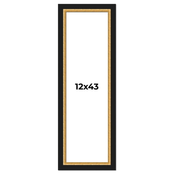 12x43 Frame Gold Real Wood Picture Frame Width 2.25 Inches | Interior Frame Depth 0.5 Inches |