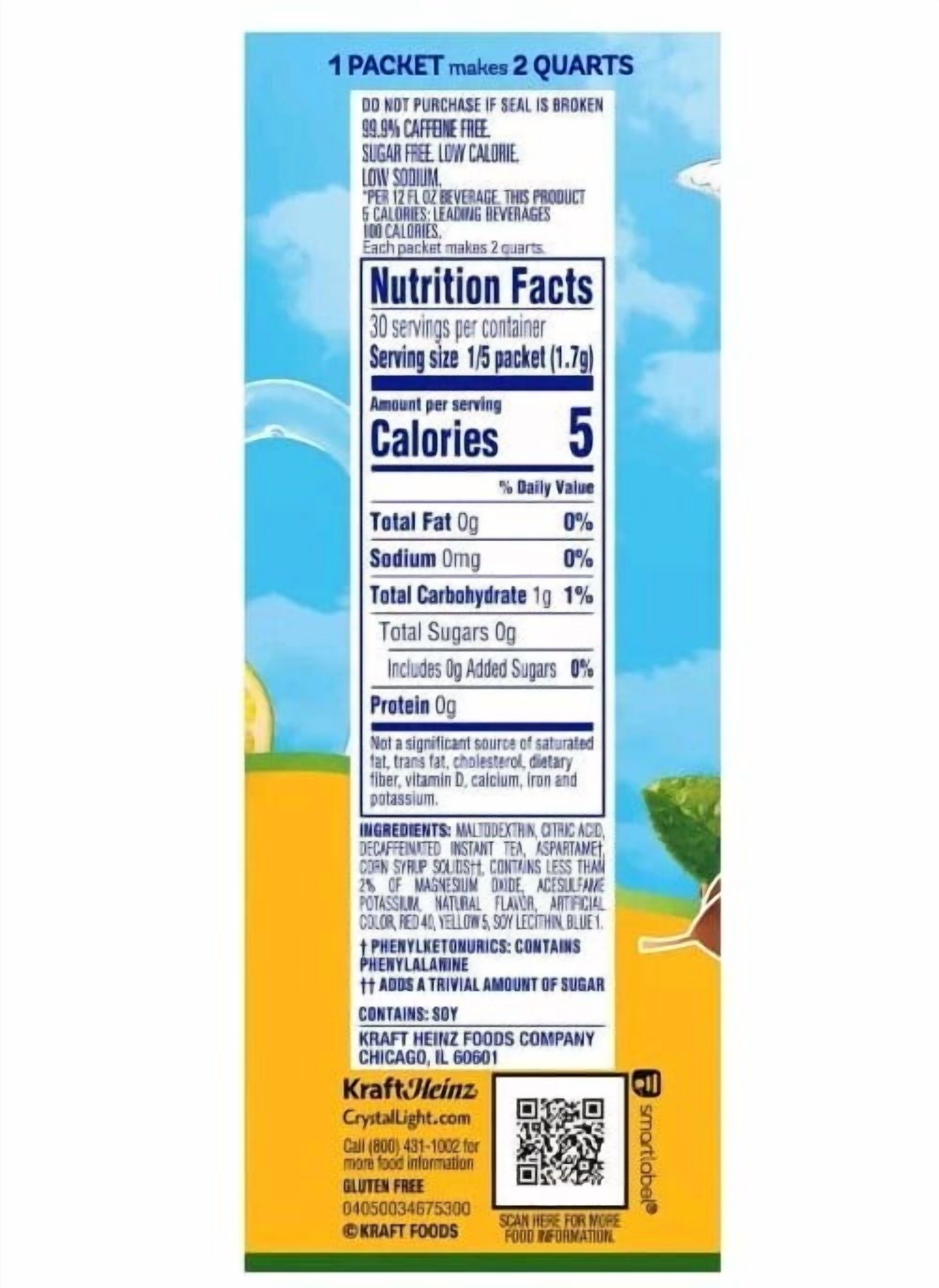 4 Crystal Light Decaf Lemon Iced Tea Sugar Free Drink Mix 24 Ct Pitcher Packets