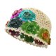 thumbnail image 1 of Gorro de crochet con flores, ligero y cómodo, con recortes florales para citas en la playa. Beige, 1 of 9
