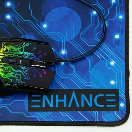 ENHANCE - Large Gaming Mouse Pad - Blue Circuit Design