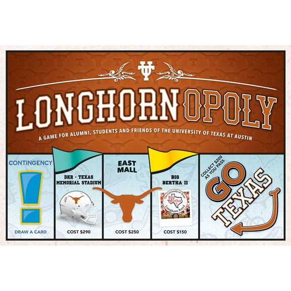 Late For The Sky: Longhorn-Opoly - University of Texas Themed Family Board Game, Opoly-Style, Traditional Play Or 1 Hr Version, Ages 8 , 2-5 Players