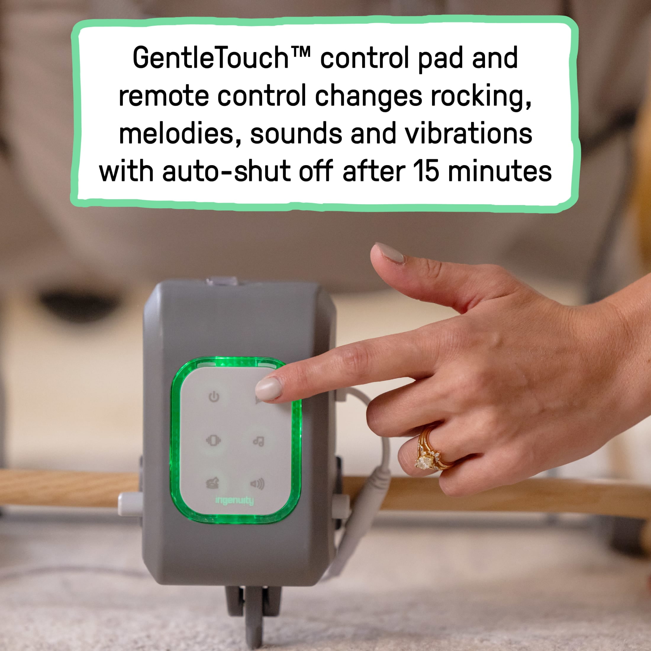 Ingenuity Keep InMotion Automatic Baby Rocking Seat for Ages 0-6 Months, Soulful Skies, Gray