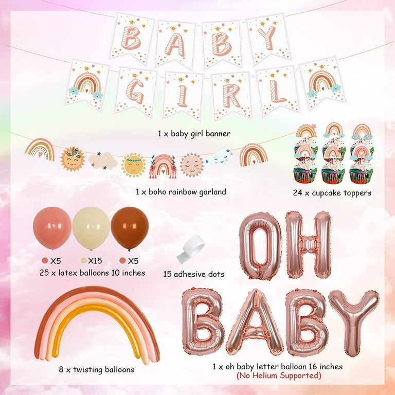  Boho Rainbow Baby Shower Decorations, Bohemian Rainbow