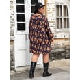thumbnail image 2 of Women's Plus Size Floral V Neck Balloon Sleeve Dress 100% viscose Lightweight Flowing Fabric Perfect for Day Wear, 2 of 7