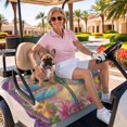 thumbnail image 3 of Golf Cart Seat Covers for 2 Seater,Purple Dragonfly Microfiber Cart Seat Towel Blanket,Colorful Flowers Watercolor Chic Floral Plant Absorbent NonSlip Bench Seats Protector for Golf Course 51"x31", 3 of 9