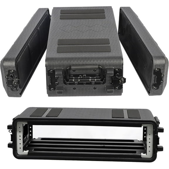 Rack Case, 2U Rack Case Shallow 12" Depth, 19" Rackmount Flight Cases,Durable HDPE Watertight Dust-Proof 2U Shock Mount Racks with Microphone Compartments