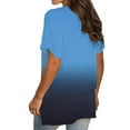 thumbnail image 5 of Yubnlvae Women's Tie-Dye V-Neck T-Shirt - Casual Gradient Print Loose Fit Short Sleeve Top (Blue, Green, Sky Blue, Orange, Coffee | S-XXXL) (Sky Blue | 3XL), 5 of 6