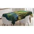 thumbnail image 1 of Ambesonne Nature Tablecloth Rectangular Table Cover, Autumn Forest Landscape, 60"x84", Green Blue Yellow, 1 of 3