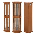 thumbnail image 4 of CQSXDA Lighted Corner Display Curio Cabinet with Tempered Glass Door Oak, 4 of 17