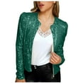 thumbnail image 2 of fartey Sequin Jacket for Women Cropped Cardigan Shiny Sparkly Shrug Clubwear Glitter Open Front Short Jackets, 2 of 7