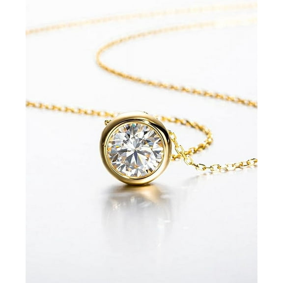 2Ct Brilliant Round Cut Simulated Diamond Solitaire Women's Pendant 14K Yellow Gold Plated Silver