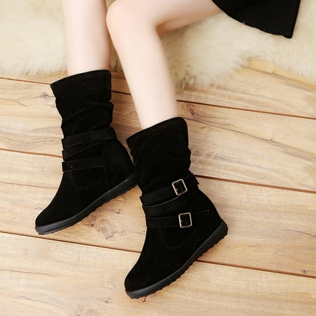 

Women Suede Ankle Boots Thicken Winter Warm Plush Flat Ankle Shoes New