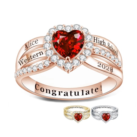 USA PJM Custom Women’s Class Ring Sterling Silver for High School & College Graduation-Rose Gold