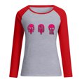thumbnail image 4 of Camiseta suelta estampada a la moda para mujer, blusa de manga larga, cuello redondo, camisetas informales Pompotops  FGAJ8240, 4 of 5