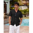 thumbnail image 4 of COOFANDY Men Beach Linen Shirts Boho Hippie Shirts Summer Cotton Tops Big and Tall, 4 of 6
