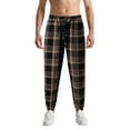 thumbnail image 2 of WTOBBY Men's Plaid Stripe Casual Pants Fashion Pajama Pants for Home Sleep Comfortable Soft Drawstring Elastic Waist Men's Lounge Trousers,Multicolor M, 2 of 4