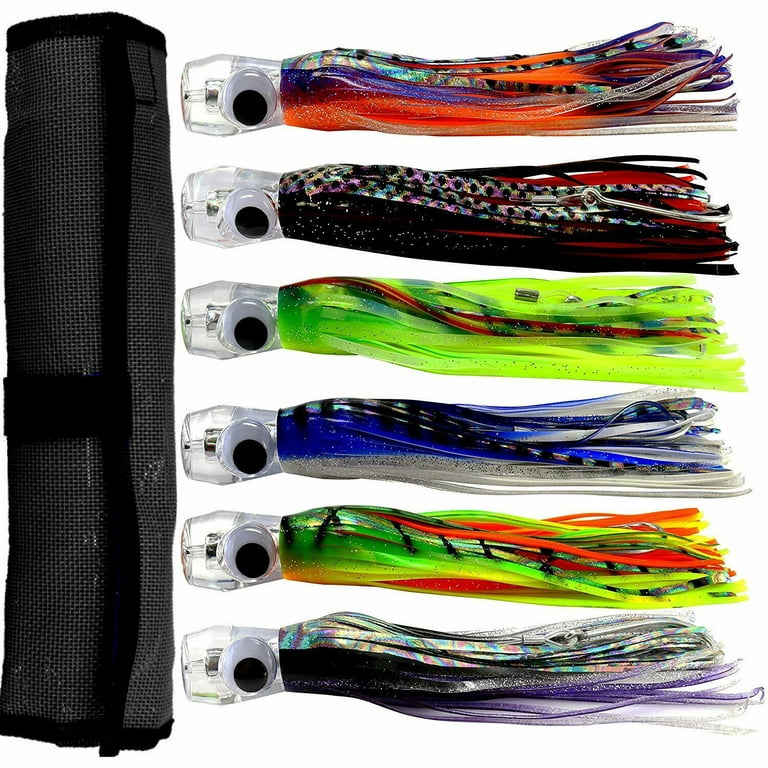 6 INCHES 6PCS SET SALTWATER SQUID SKIRTS TROLLING LURES OFFSHORE BAITS  TACKLE 