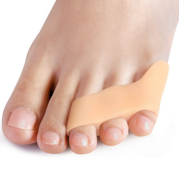 Povihome 10 Pack Pinky Toe Separator and Protectors, Triple Gel Toe Separators for Overlapping Toe, Curled Pinky Toes Separate and Protect (Beige)