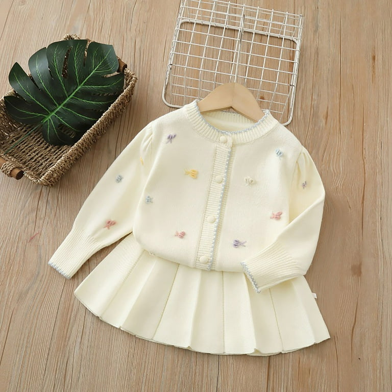 Ulitacool Girls Outfits Long Sleeve Sweater Outfit Set Knit