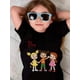 thumbnail image 1 of Young Boy's/Girls "Kids Cartoon Theme Cotton Graphic Tees, Back To School Clothes For Girls, Black Summer Tops With Playful Characters, Gift For First Day of School, Fun, " Kids Clothes Gir, 1 of 6