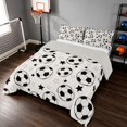 thumbnail image 2 of Manfei Football Sports King Size Comforter Sets, Cartoon Stars Comforters King Size, Cream Black, Gray Reversible 3 Pieces 1 Comforter and 2 Pillowcases, 2 of 6