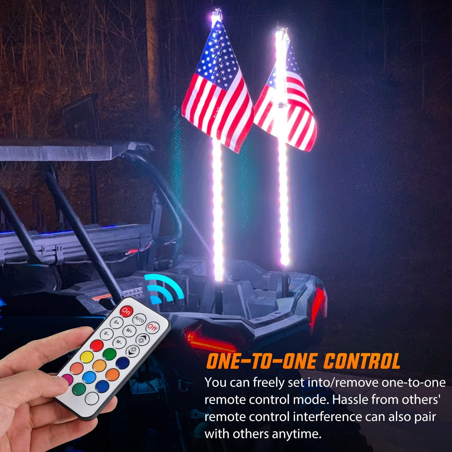 Nilight 2Pcs 5FT Spiral RGB Led Whip Light with Spring Base Chasing Light RF Remote Control Lighted Antenna Whips for Can-Am ATV UTV RZR Polaris Dune Buggy Offroad Truck