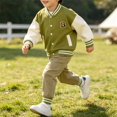 thumbnail image 6 of Coerni Boys & Girls Varsity Jackets Contrast Long Sleeve Embroidery Bomber Jackets Button Down Cardigan Baseball Coats, 6 of 7