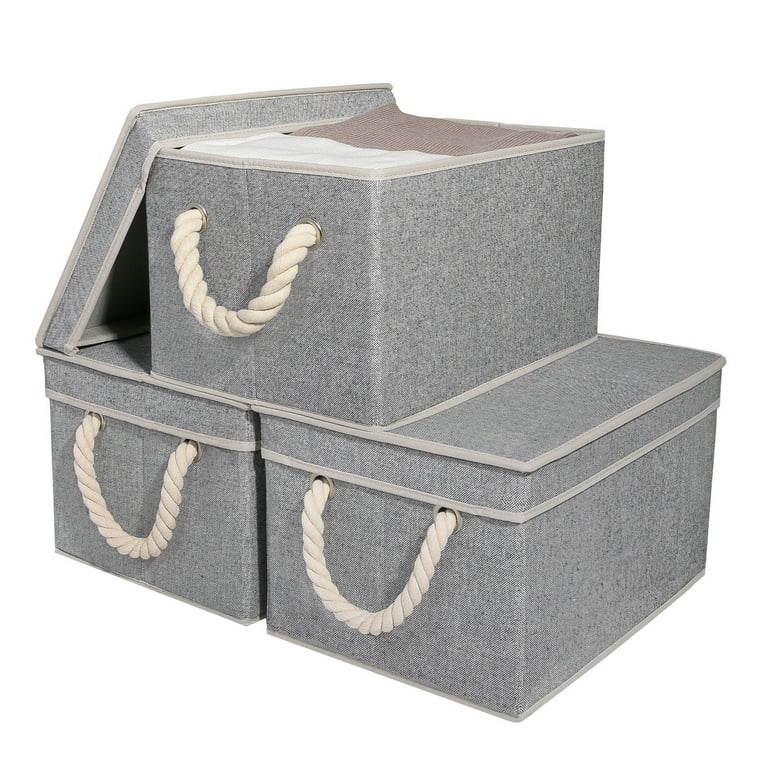 StorageWorks Fabric Storage Bins with Lids, Foldable Storage Boxes