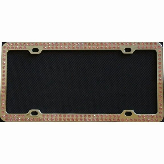 Diamond Bling Pink 2 Row Chrome License Plate Frame