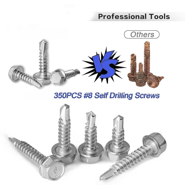 Walmart 350PCS Hex Head Screws Kit, 410 Stainless Steel, 8 Sizes