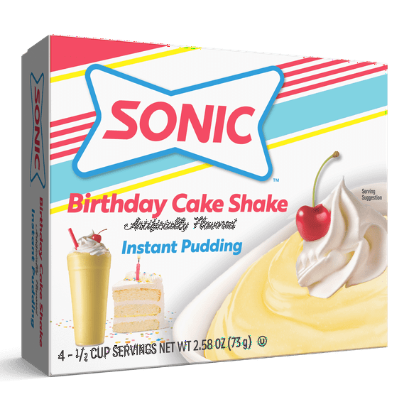 SONIC® Birthday Cake Shake Instant Pudding, 4 Servings, 2.58 oz Box (Pack of 5)