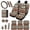 Aztec Cowboy, variant on Yuyamidu Camo Hunting Wood Automotive Seat Cover Set Car Floor Mat Steering Wheel Cover Center Console Armrest Pad Safety Belt Pad Cup Coasters Keychains Lipstick Holder 17 PCS Car Interior Decor