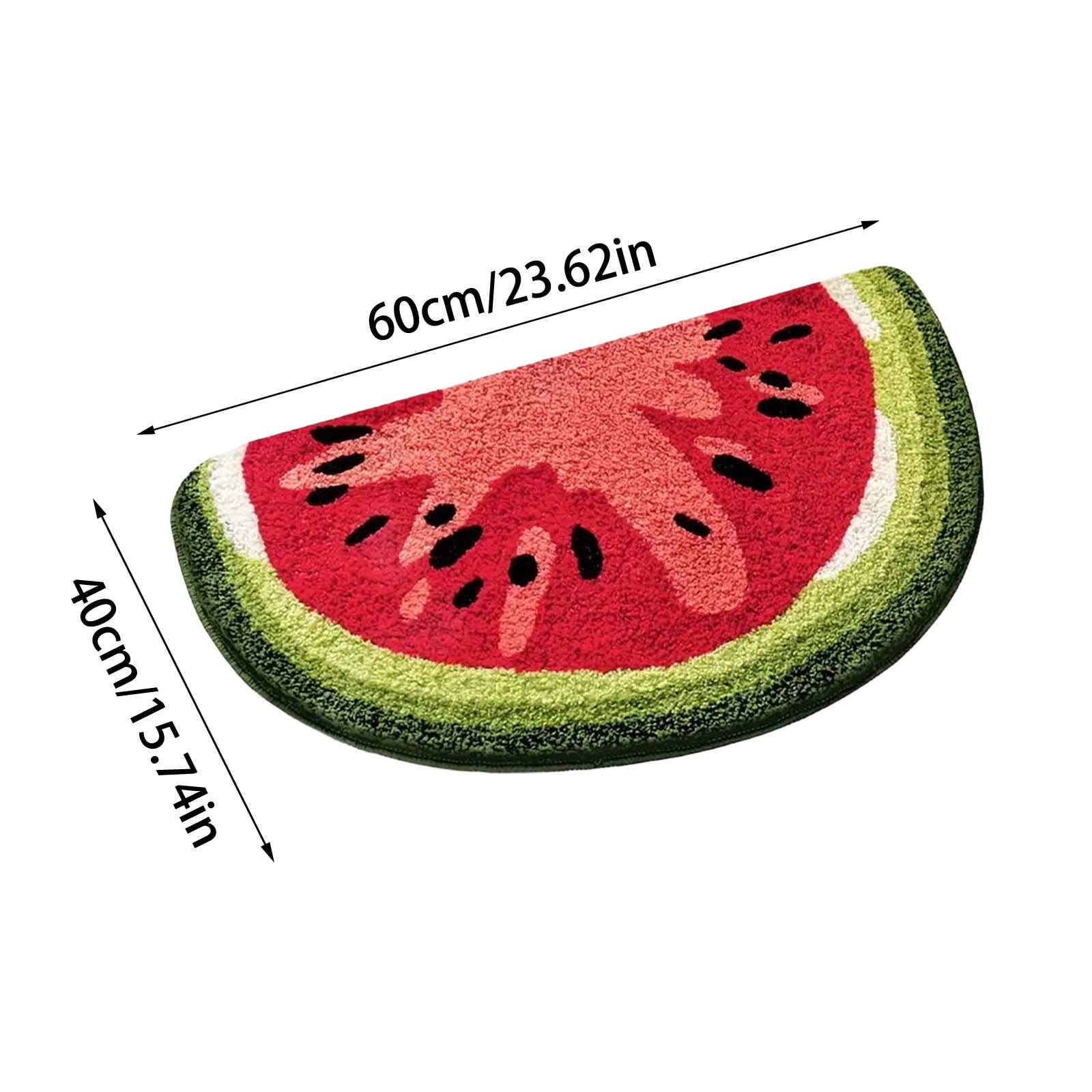 Playtime Cozy Watermelon Cute Fruits Half Round Shaped Bedroom Bathroom Doorway Kitchen Floor Rug Carpet Water Absorption Non-Slip mat for Kid's Room (Red, 40 * 60CM)