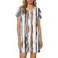 thumbnail image 5 of TaTaai Women's V-Neck Short Sleeve Dress Printed Casual Roll-up Cuff Design Summer Lightweight Floral Pattern Everyday Outfit Gift, 5 of 8