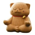 thumbnail image 4 of Estatua de gato de madera tallada, adorno tallado, regalo de la fortuna, figura de animal coleccionable Estilo C, 4 of 9